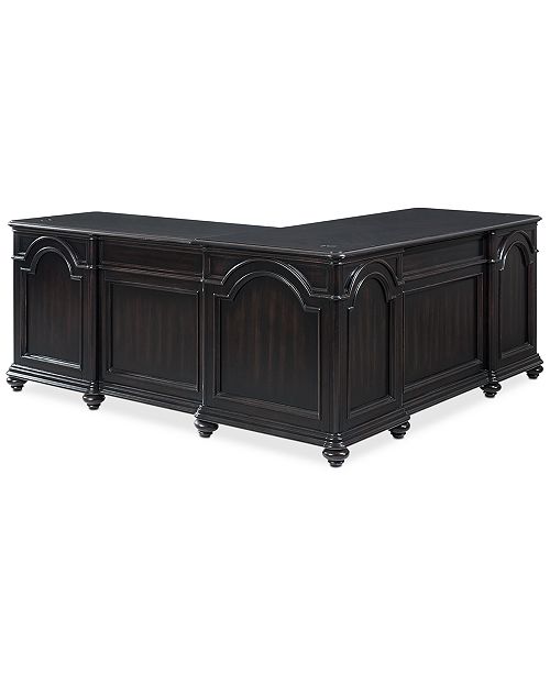 Furniture Clinton Hill Ebony Home Office LShaped Desk, Created for
