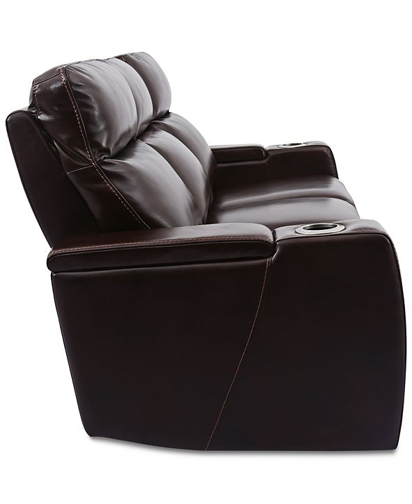 Furniture Oaklyn 85" 3Piece Leather Sectional Sofa with 2 Power