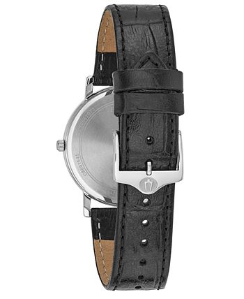 Bulova - Men's Black Croc Embossed Leather Strap Watch 37mm 96B104