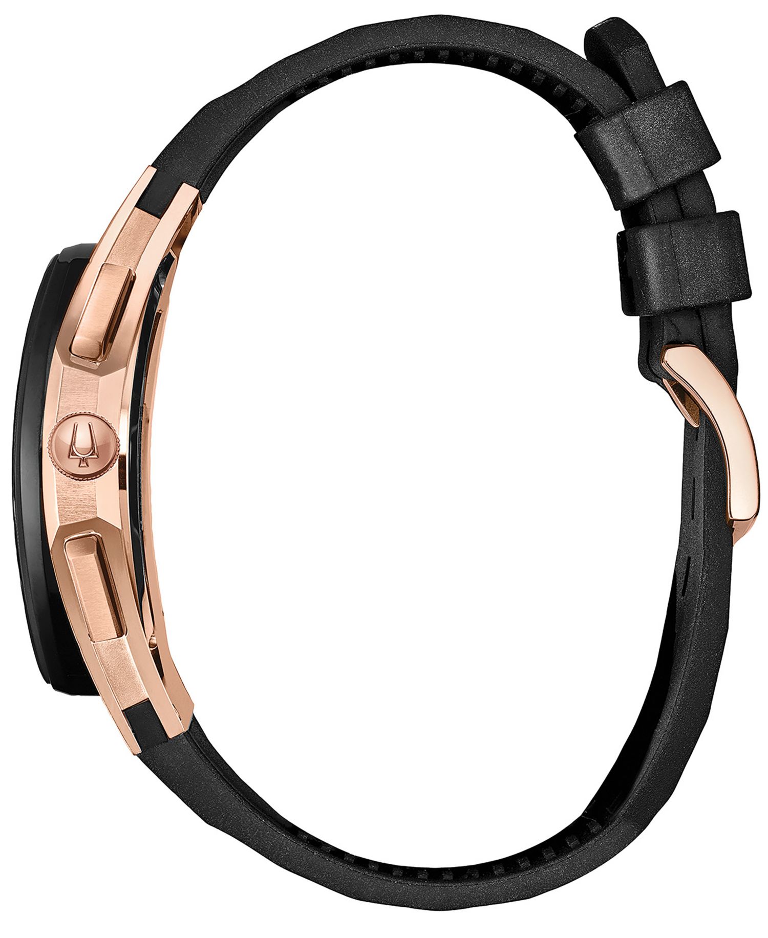 Men's Chronograph Curv Black Rubber Strap Watch 44mm