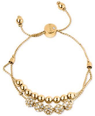 GUESS - Rose Gold-Tone Pav&eacute; Beaded Double-Row Slider Bracelet