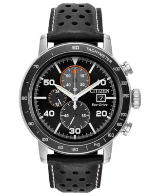 black leather citizen watch