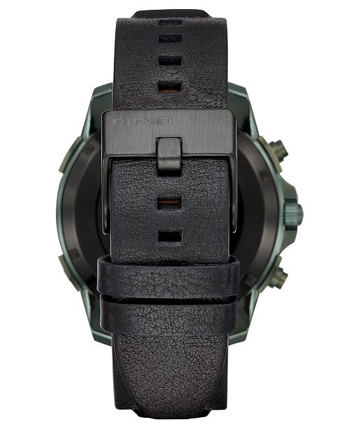 Diesel ON Men's Full Guard Black Leather Strap Smart Watch 48mm Watches Jewelry & Watches