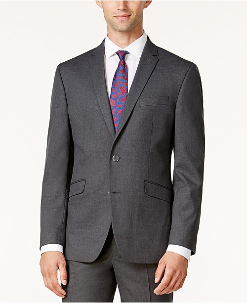 Kenneth Cole Reaction Men's Ready Flex Slim-Fit Medium-Gray Tonal Suit ...