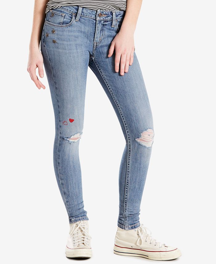 Levi's 535™ Ripped Embellished Super Skinny Jeans & Reviews - Jeans - Women  - Macy's