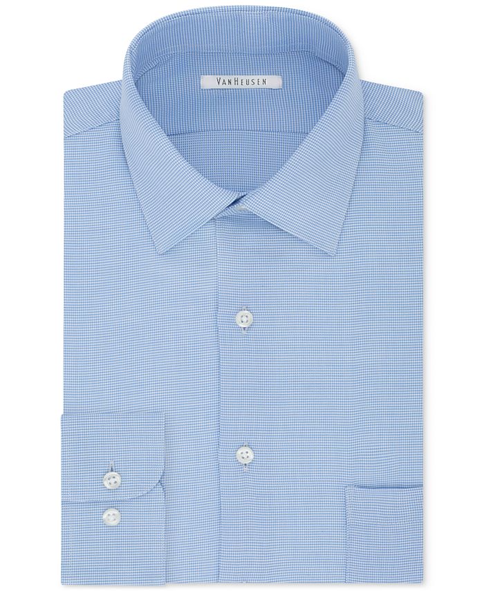 BLUE MICRO HOUNDSTOOTH DRESS SHIRT WITH CONTRASTING BUTTONS, COLLAR AND CUFF main image 1