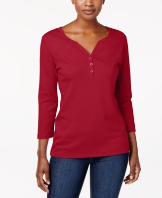 Karen Scott - Petite Cotton Henley Top