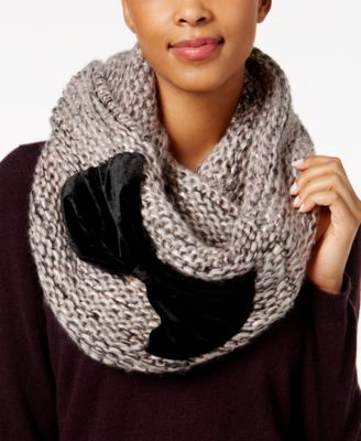 Betsey Johnson Velvet-Bow Knit Infinity Scarf - Macy's