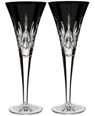 Lismore Black Toasting Flute Pair