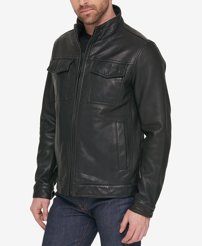 Tommy Hilfiger Men's Leather Bomber Jacket - Macy's