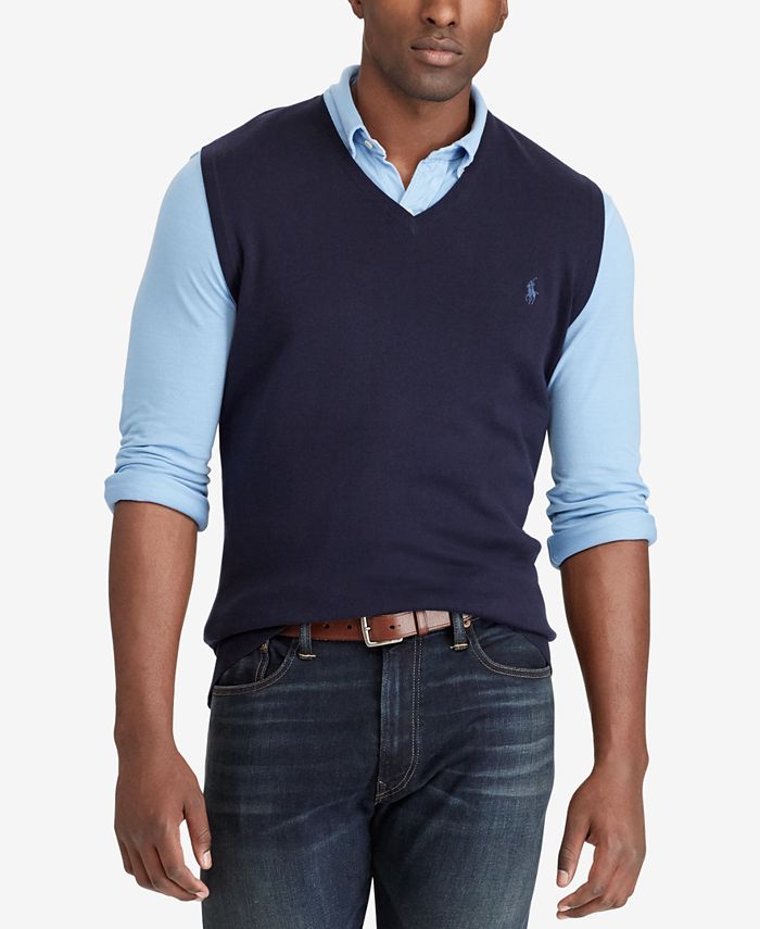 Polo Ralph Lauren Men's Big & Tall V-Neck Vest & Reviews - Sweaters - Men -  Macy's
