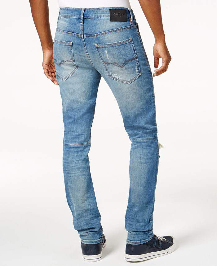 GUESS Men's Skinny Moto Stretch Jeans - Macy's