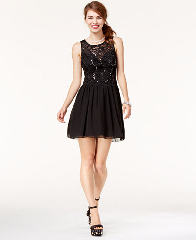 Speechless Juniors&#39; Sequined Lace Dress, A Macy&#39;s Exclusive - Juniors Dresses - Macy&#39;s