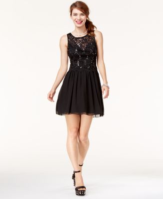 Speechless Juniors  Sequined Lace Dress  A Macy s 