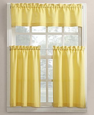 Martine Microfiber Semi Sheer Rod Pocket Kitchen Curtain Valance Tiers Set