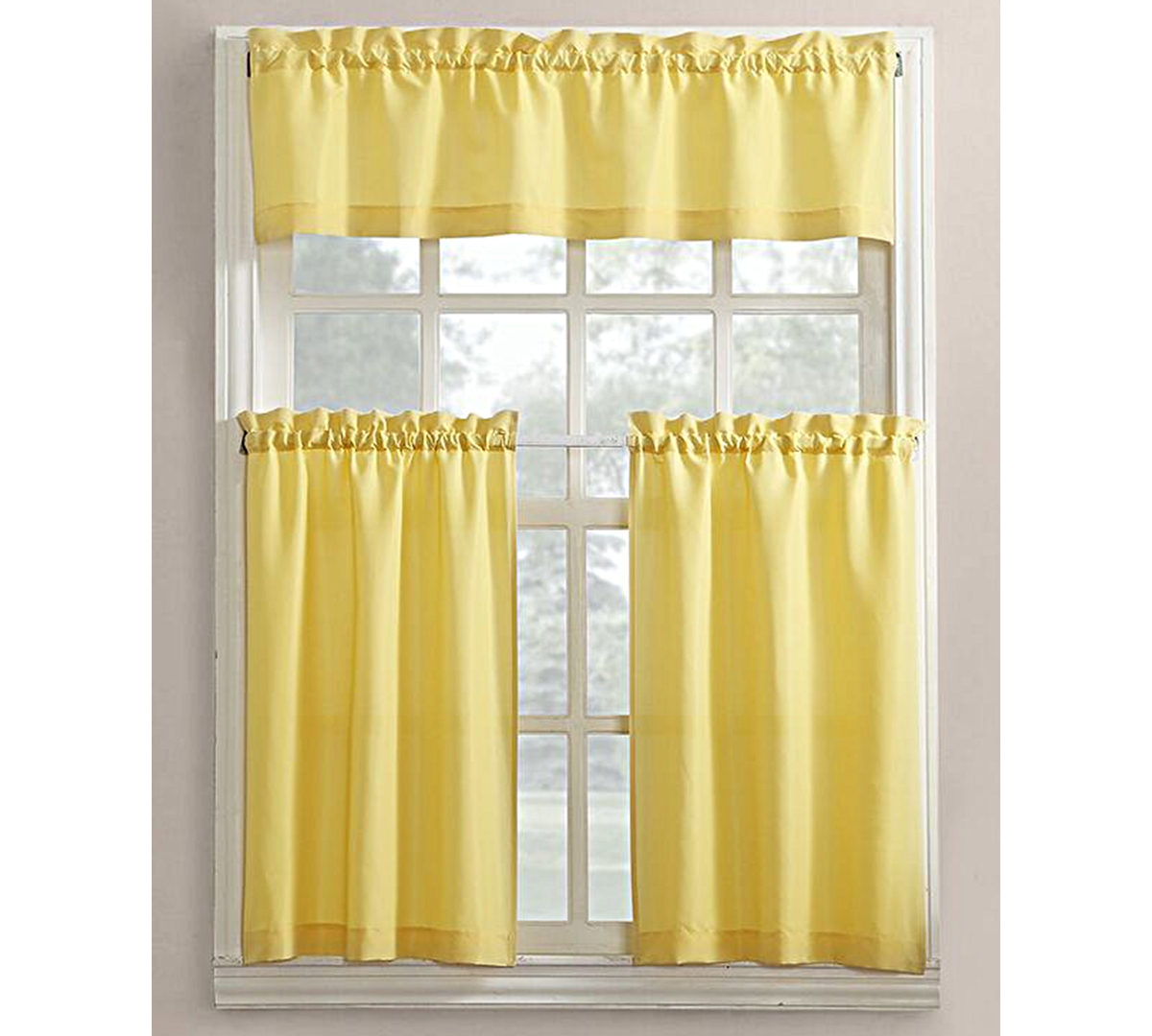 Martine 3-Piece Kitchen Curtain Set - Yellow