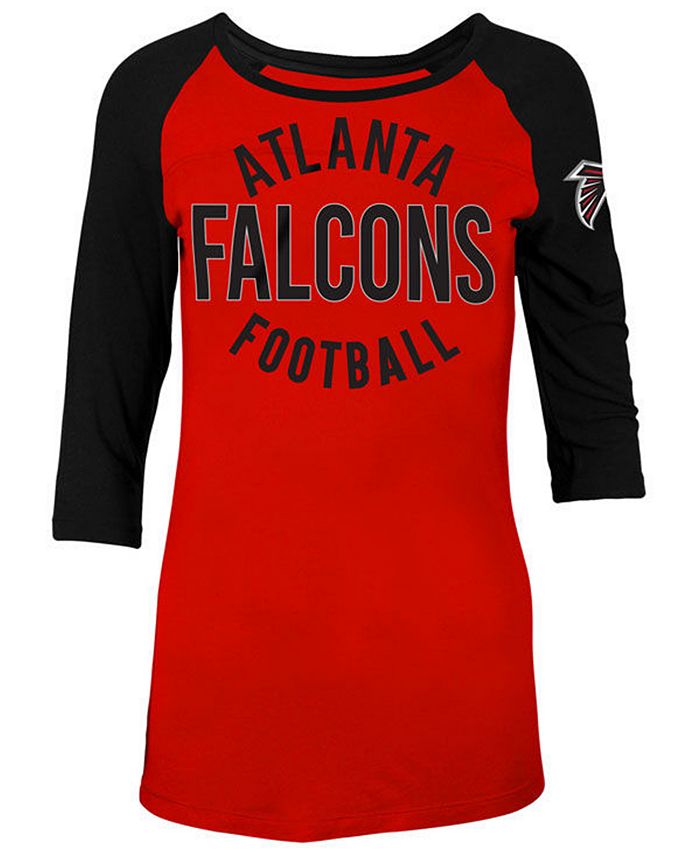 Women's New Era Red Atlanta Falcons Raglan Lace-Up T-Shirt Size: Medium