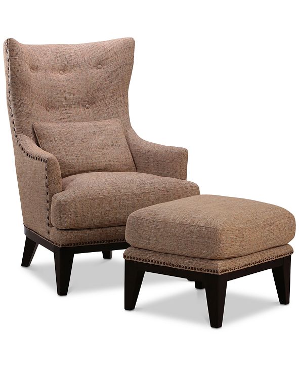 Furniture Roselake Fabric Accent Chair & Ottoman Set, Created for Macy