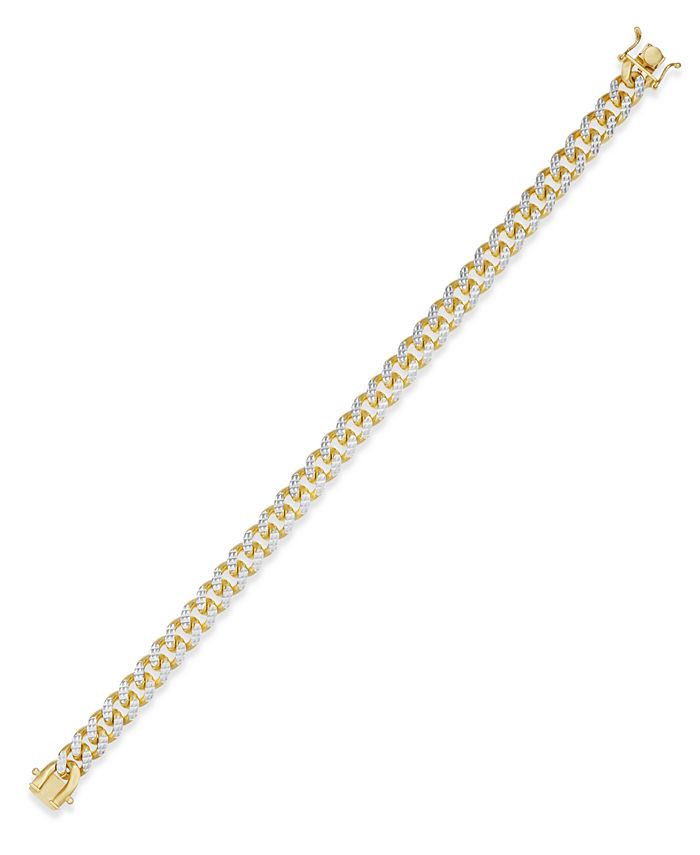 Italian Gold Men's TwoTone Cuban Link Chain Bracelet in 14k Gold