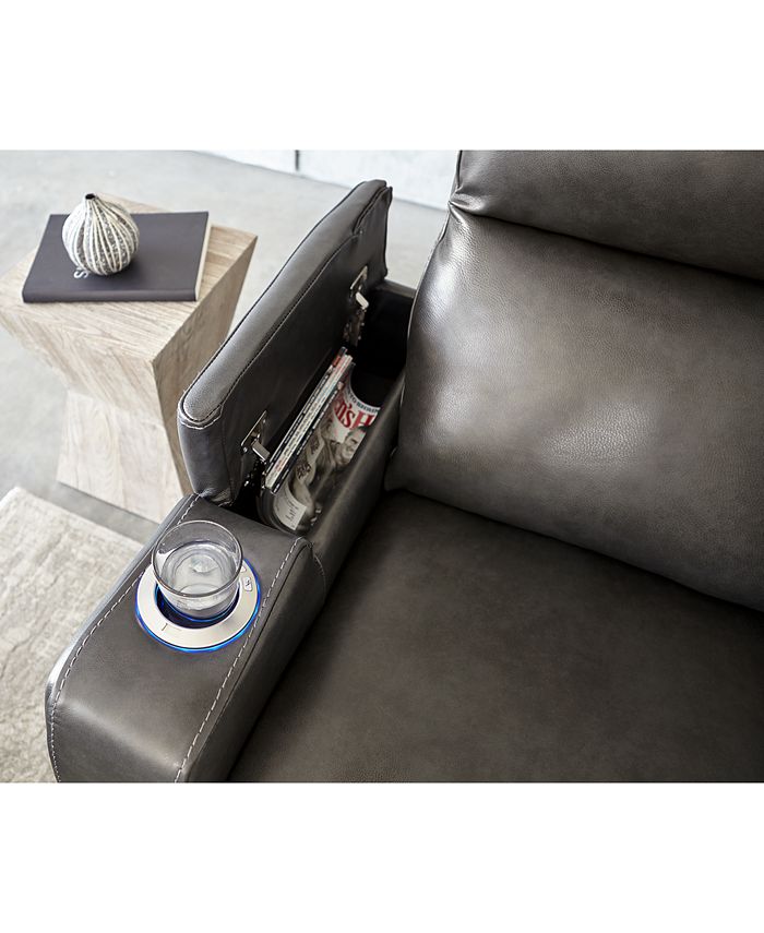 Furniture Oaklyn 61" Leather Loveseat with 2 Power Motion Recliners