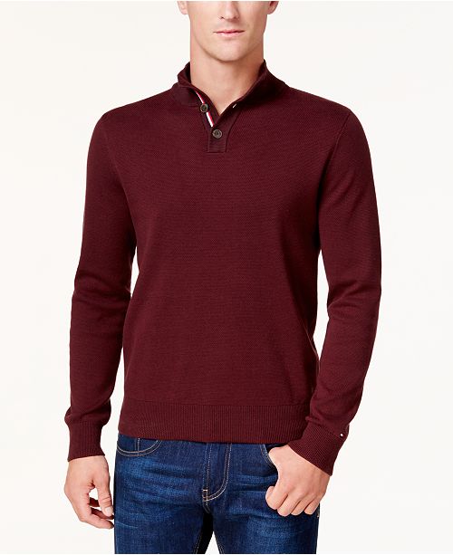 Tommy Hilfiger Men's Textured Polo Sweater, Created for Macy's ...