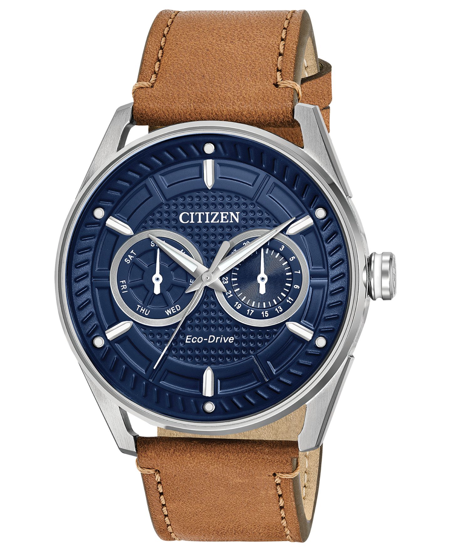 Мужские часы Drive from Citizen Eco-Drive Brown Leather Strap Watch 42mm — фото 1