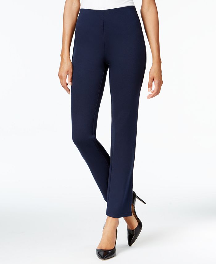 JM Collection Ponte Pull-On Straight-Leg Pants, Created for Macy's - Macy's