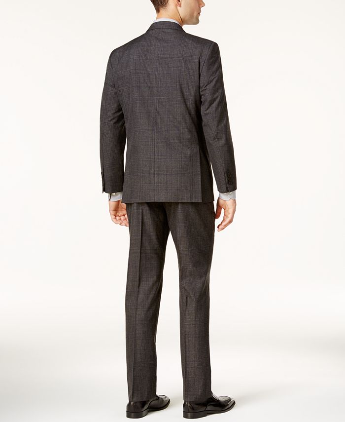 Perry Ellis Men's Slim-Fit Gray Plaid Suit - Macy's