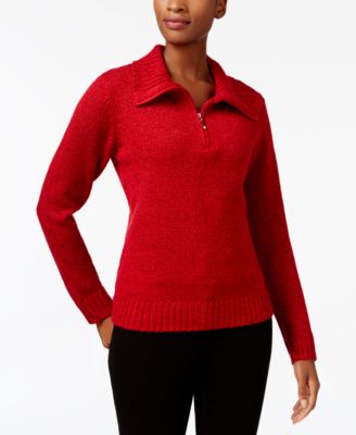 Karen Scott Mock-Neck Quarter-Zip Sweater, Created For Macy's - Macy's