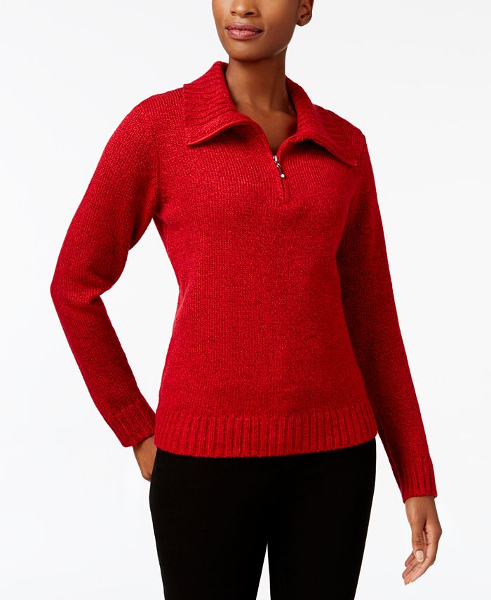 Karen Scott Mock-Neck Quarter-Zip Sweater, Created for Macy's - Macy's