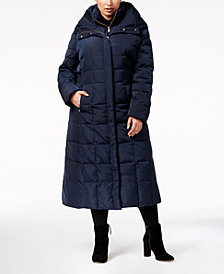 Cole Haan Signature Plus Size Hooded Maxi Puffer Coat