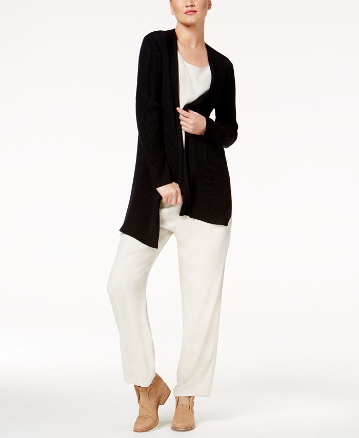 Eileen Fisher Wool Ribbed Knit Long Cardigan Macy s