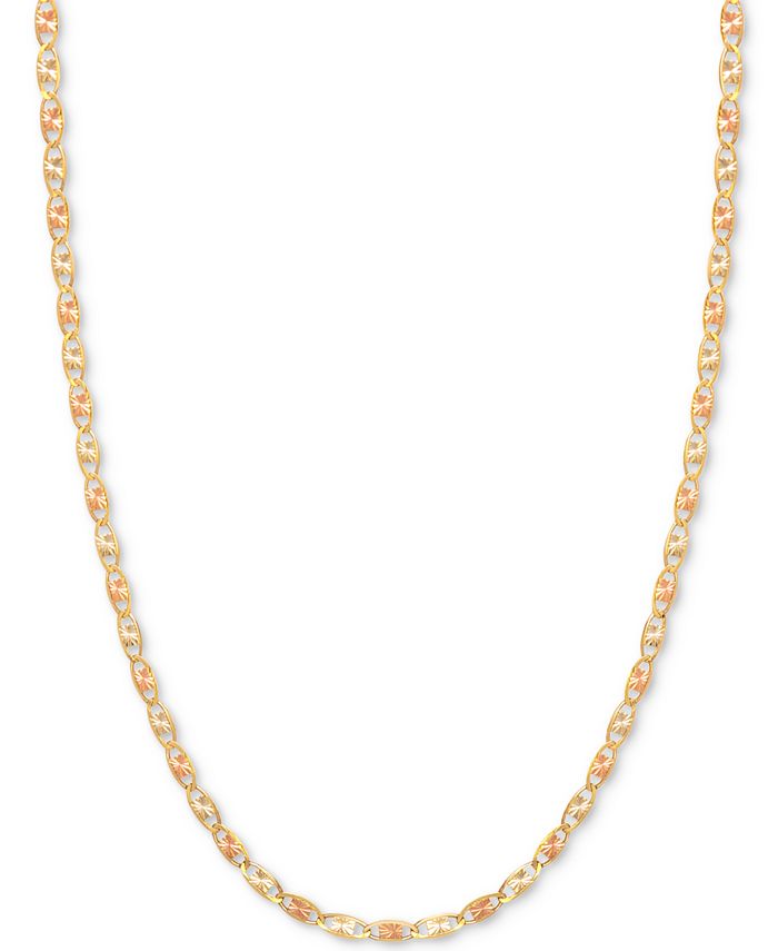Italian Gold - Tri-Color Valentina Chain in 14k Gold, White Gold and Rose Gold
