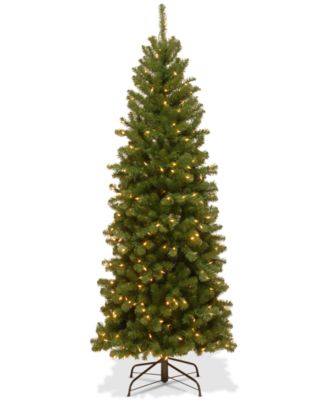 National Tree Company - 6' North Valley Spruce Pencil Slim Tree With 250 Clear Lights