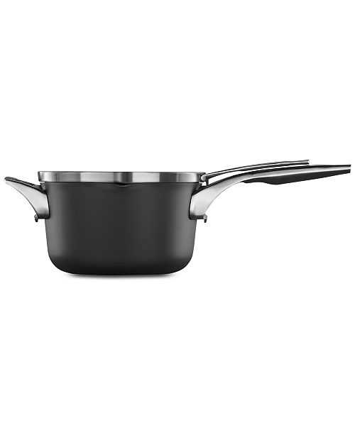 calphalon premier space saving hard anodized nonstick 3.5 quart pour and strain sauce pa