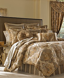 7 Bradshaw Comforter Set|Royal Floral Damask Scroll Stripe Lace|White Gray|Queen 