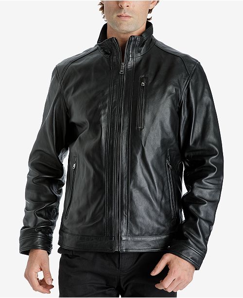Michael Kors Michael Kors Men's Zip-Front Leather Jacket & Reviews ...