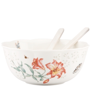 Lenox Butterfly Meadow Salad Bowl with Servers