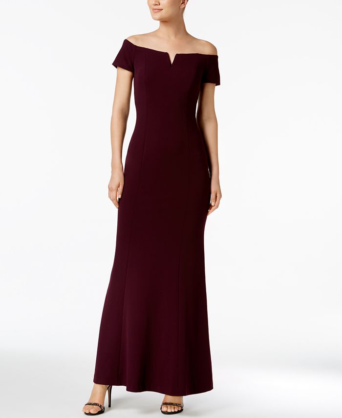 Calvin klein off shoulder gown hotsell