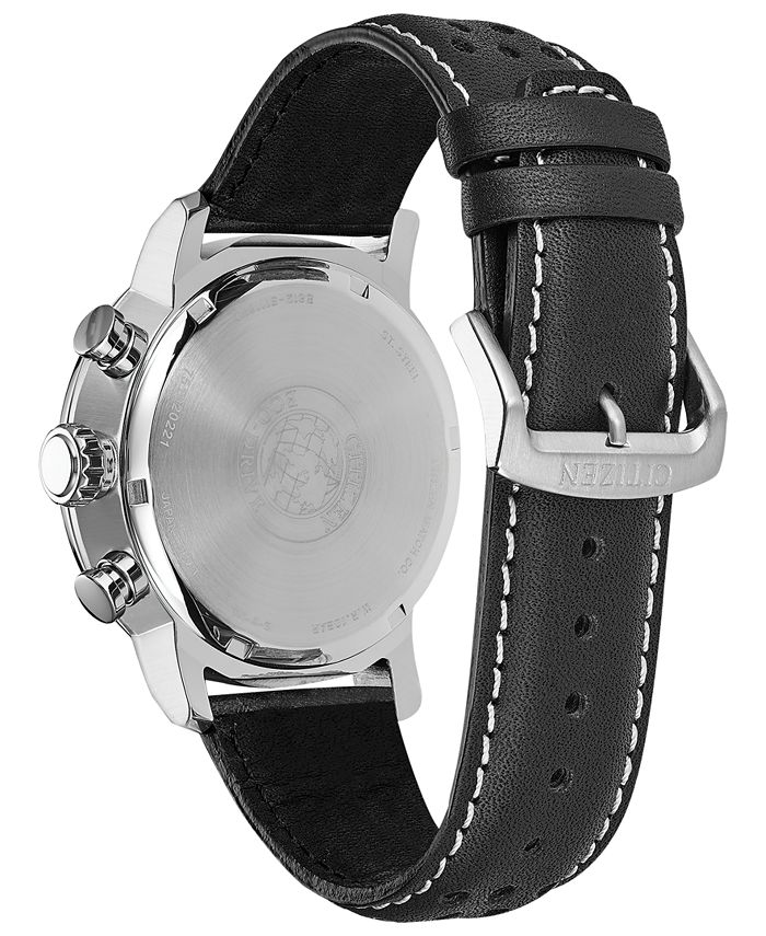 Citizen - Chronograph Eco-Drive Black Leather Strap Watch 44mm