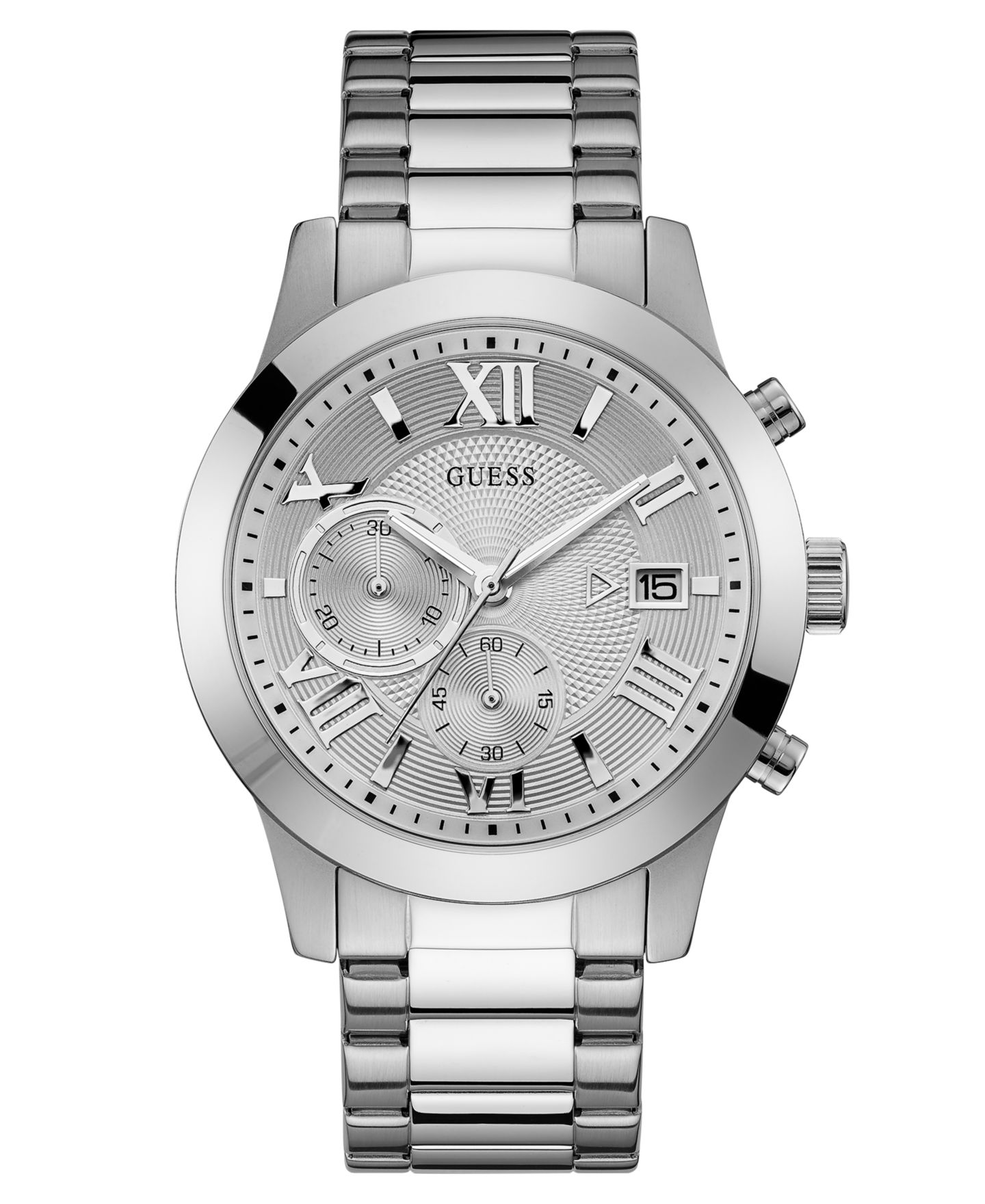 Мужские часы GUESS Chronograph Stainless Steel Bracelet Watch 45mm — фото 1