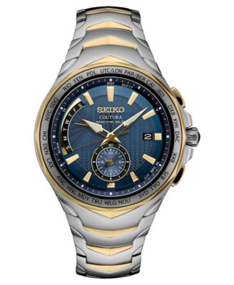Seiko - Men's Solar Coutura Radio Sync Two-Tone Stainless Steel Bracelet Watch 45mm