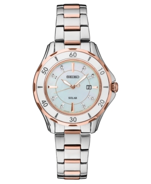 image of Seiko Women-s Solar Dress Sport Diamond-Accent Two-Tone Stainless Steel Bracelet Watch 33mm