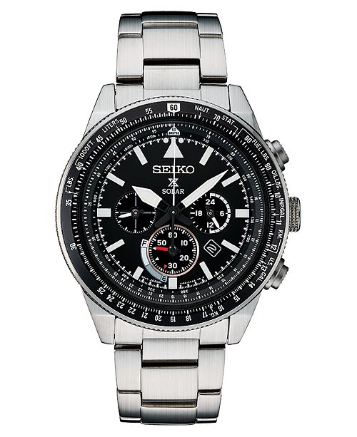 Seiko Men's Solar Chronograph Prospex Stainless Steel Bracelet Watch ...