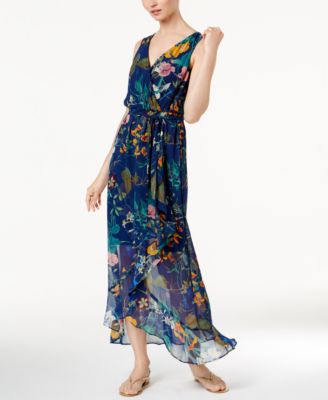sangria - Printed Surplice Maxi Dress