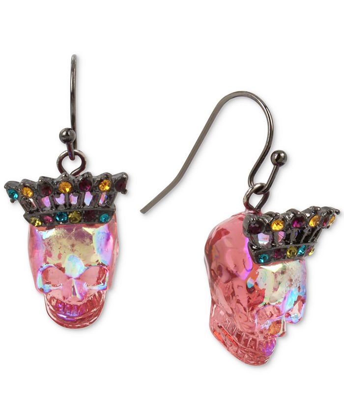 Betsey Johnson Pave Skull Dangle Earrings Worn By Birdie  Melissa Fumero  As Seen In Grosse Pointe Garden Society S01e01