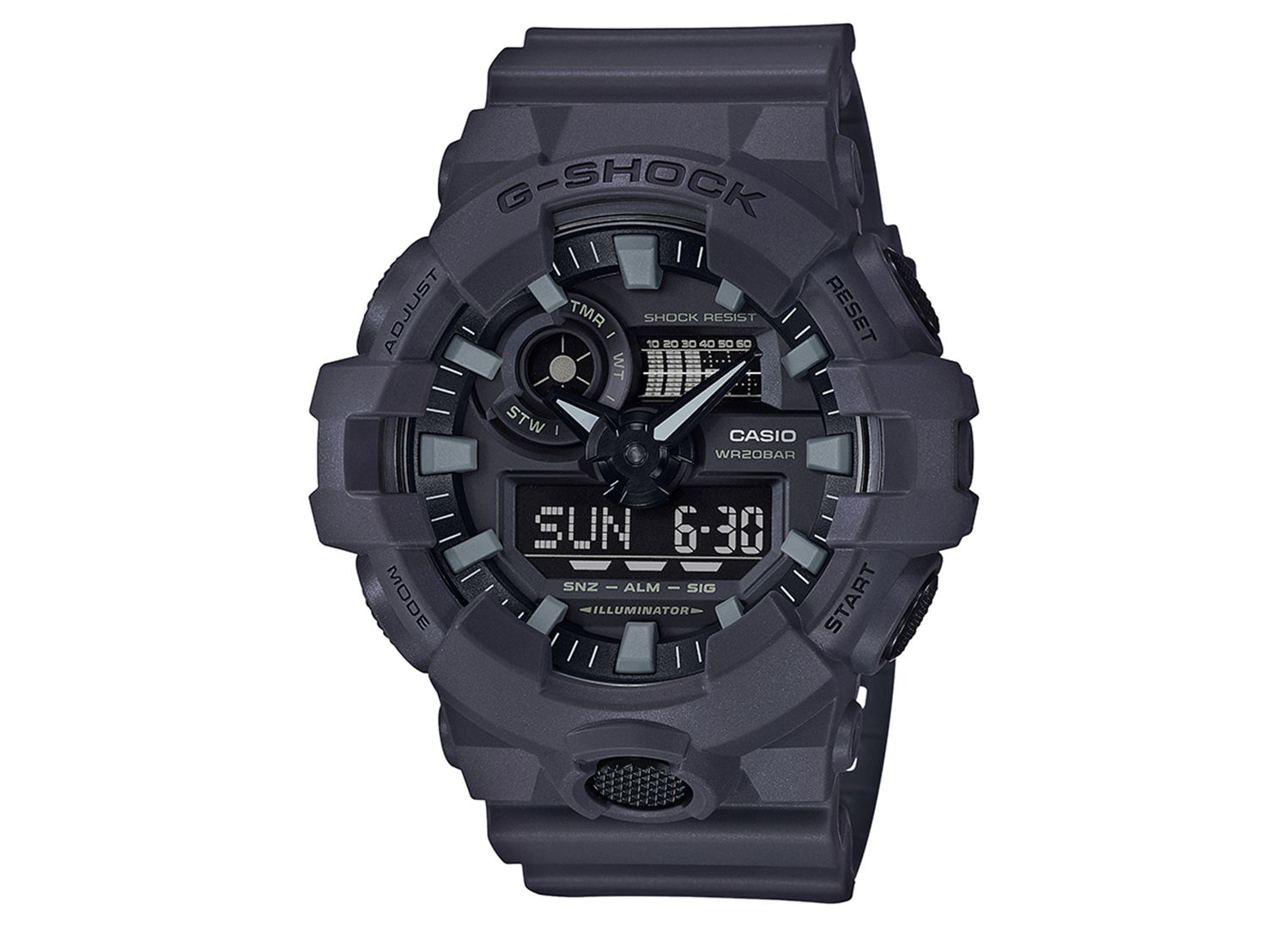 Men's Analog-Digital Dark Grey Resin Strap Watch 53mm