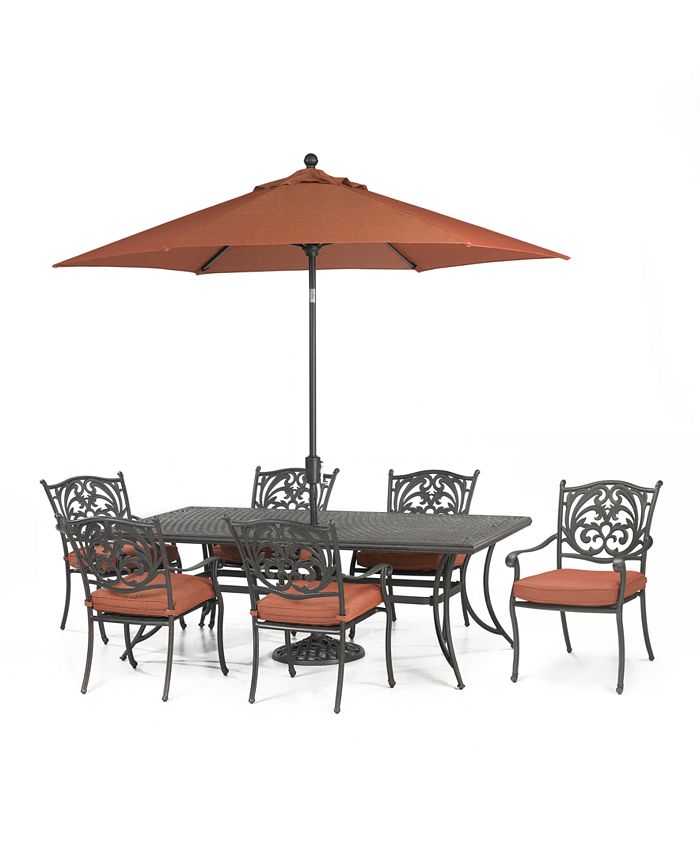 Furniture - Chateau Outdoor 7 Piece Set: 84" x 42" Dining Table and 6 Dining Chairs