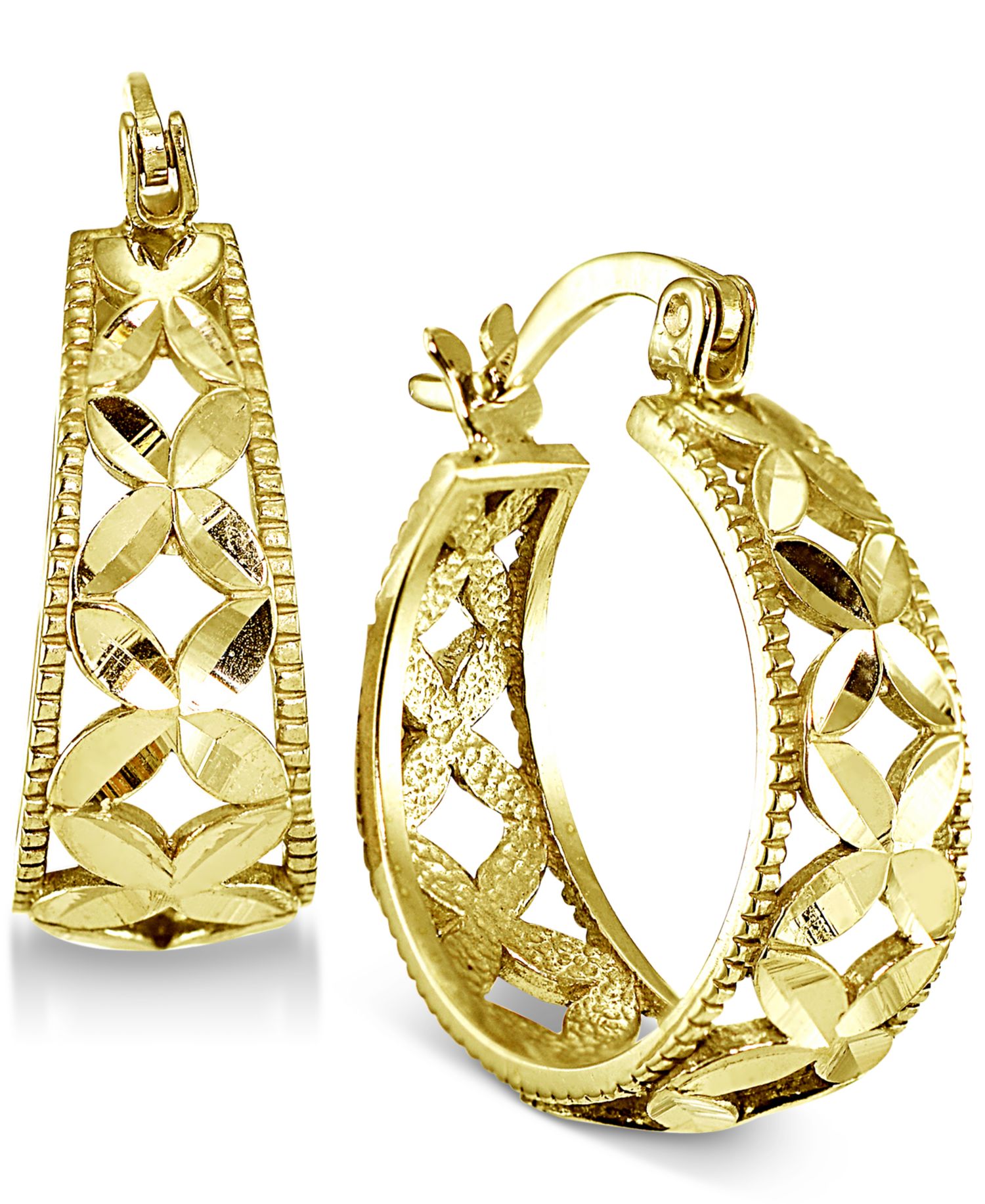 Small Floral Hoop Earrings, 0.75"