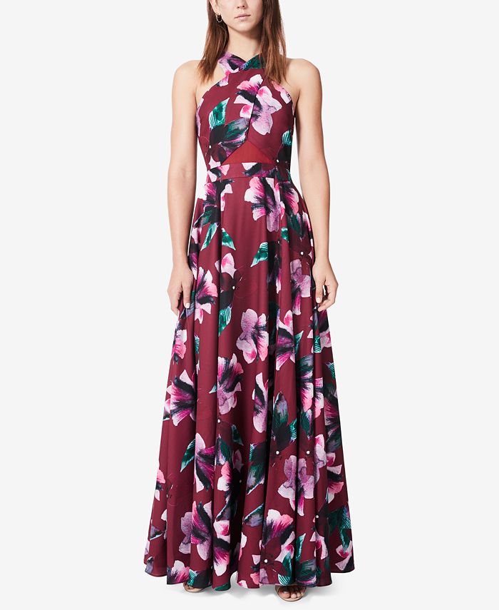 Fame and Partners Floral-Print A-Line Gown - Macy's